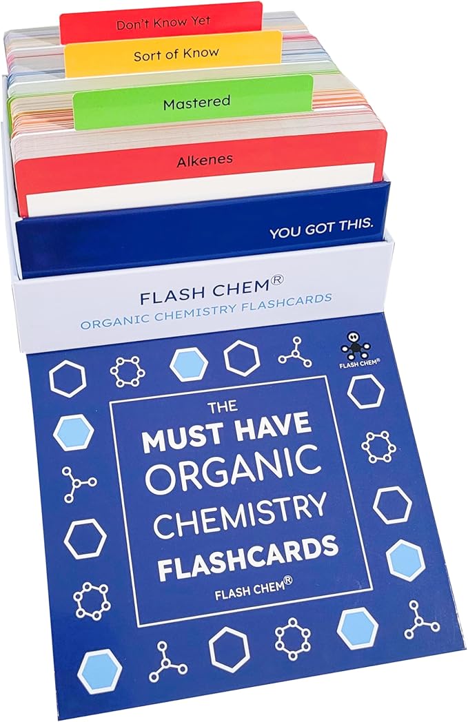 The Must Have Organic Chemistry Flashcards: 300 Color Coded Organic Chemistry Reactions Including Alcohols, Alkenes, Carboxylic Acids, Esters, Amides, Benzenes, Ketones, Amino Acids, and More