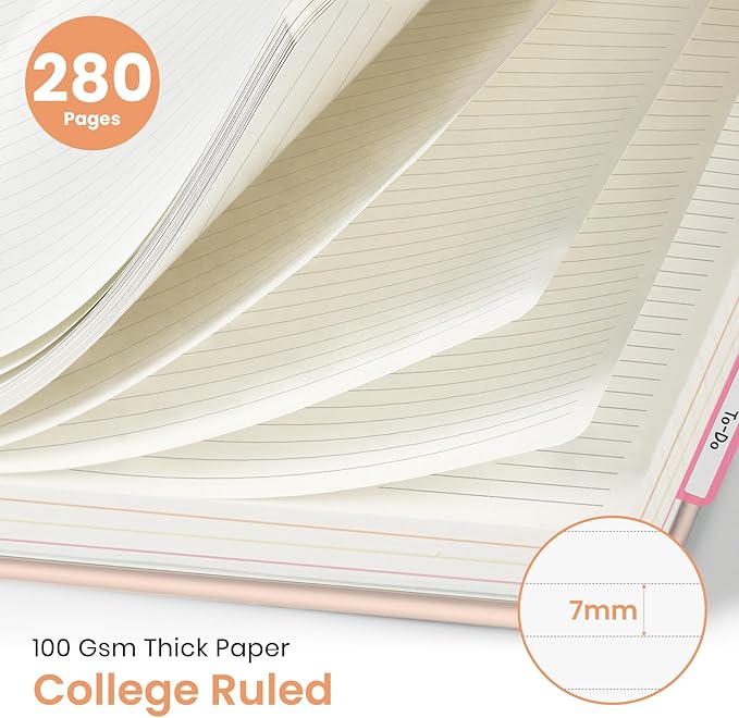Large Spiral Notebook with Dividers & Tabs, 8.5" x 11" Hardcover 5 Subject Notebook for Work, 280 Pages, College Ruled, Cute Journal for Women, Perfect for Study & Office Note Taking, Loyal Friends