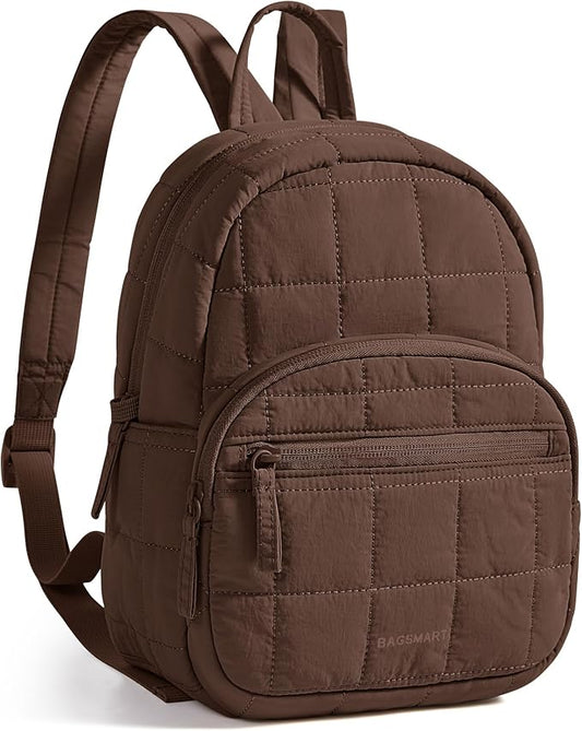 BAGSMART College Laptop Backpack, Mini Backpack for Women, Lightweight Small Backpack Purse, Bookbag for Work College, Water Resistant, Dark Mocha