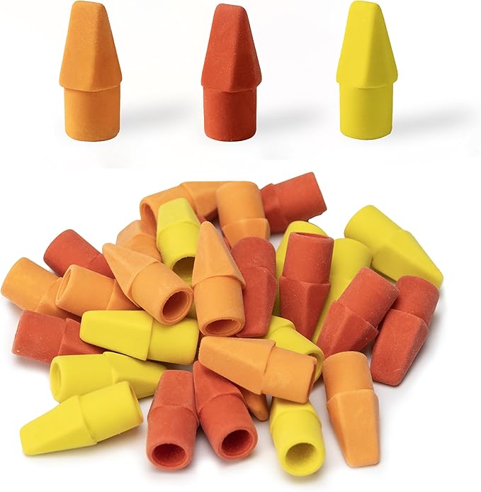 Mr. Pen- Pencil Top Erasers, 30 Pack, Latex-Free, No-Smudge Cap Pencil Erasers for Precise Erasing, Kids, Teachers, Studying Supplies, Sunset Scheme