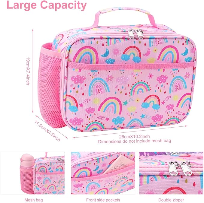 RHCPFOVR Kids Lunch Bag - Insulated Lunch Box for Boys Girls,Washable Lunch Bag and Reusable Toddler Leak-proof Lunchbox for School and Daycare