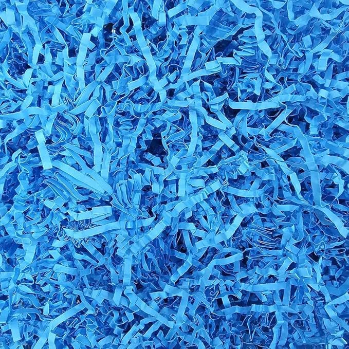 GoooodGift - 3 oz - Sky Blue - Crinkle Cut Paper Shred Filler for Gift Wrapping, Gift Box Stuffing Birthdays, Basket Filling Mother's Day Christmas