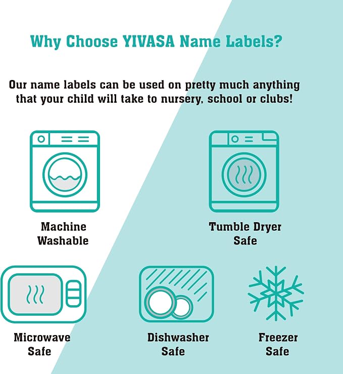 Personalized Daycare Name Labels for Kids (71 Labels) - Custom Durable Waterproof Name Stickers for Clothing Tags, Water Bottles, Lunch Boxes, and School Supplies - Dishwasher, Washer