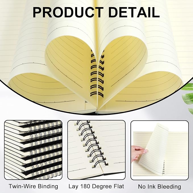 Yahenda 72 Pcs Spiral Notebooks, 1 Subject, Wide Ruled, Black
