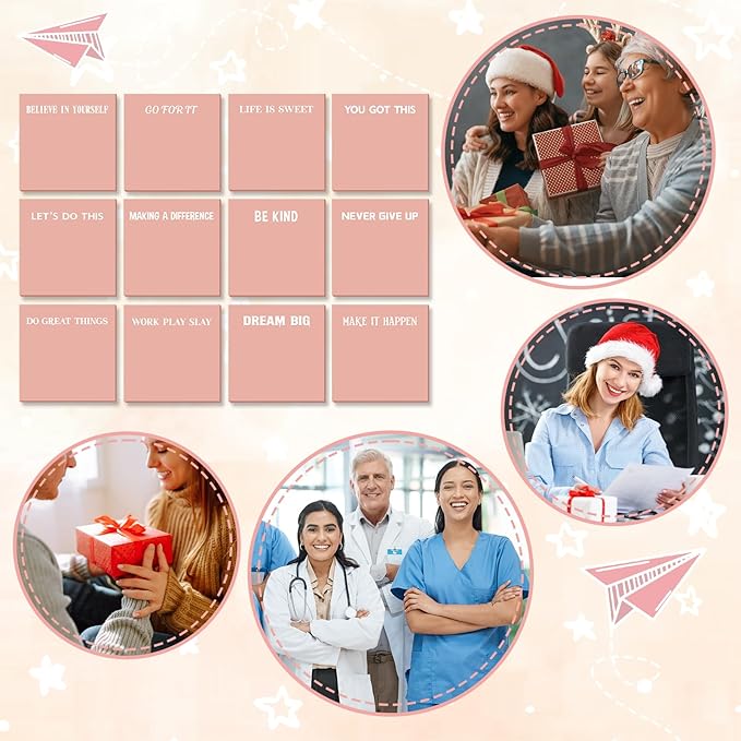 Yinder 24 Pcs Inspirational Sticky Notes Cute Motivational Sticky Notes Pad End of Year Employee Appreciation Gifts Bulk for Teacher Nurse Coworkers Office Supplies 3 x 3'' (Inspire,Pink)