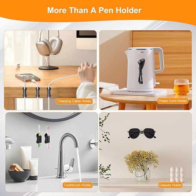 10PCS Adhesive Pencil Holder for Desk - Upgraded Adhesive Pen Holder for Clipboard, Wall, Marker Holders, Teacher Supplies for Classroom kids Desk Accessories