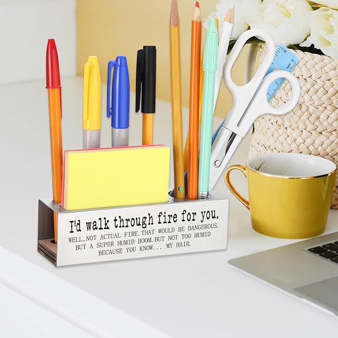 Funny Office for Women, I’d Walk Through Fire for You… But Not Actual Fire, Sarcastic Friendship Gift for Coworkers Friends Office Teams, Workplace Humor Pencil Holder Desk for Desk SD288