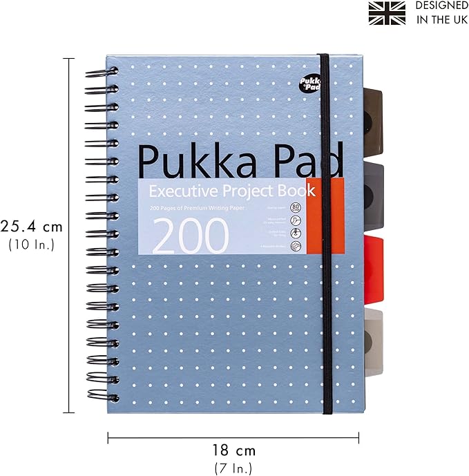 Pukka Pad 5 Subject Spiral Notebook 12-Pack - 200 Pages, 100 Sheets of 80GSM Paper with Repositionable Dividers & Perforated Edges for School & Office Planning & Organization - B5-7 X 10, Metallic