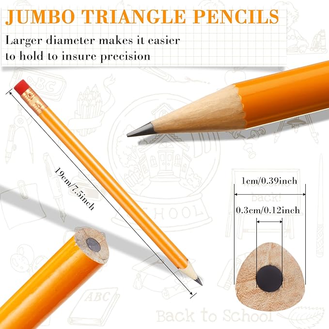 Fainne 48 Pack Jumbo Round Pencils, Wooden Fat Pencil with Black Core Bulk for Carpenters Workers Woodworkers Framers Beginners Students Teachers DIY Project(Orange)