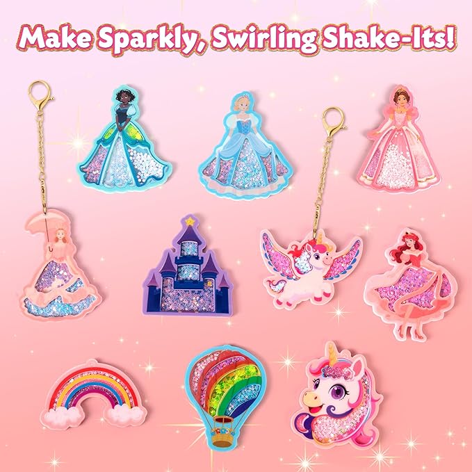 Shake-its Glitter Craft Kits, DIY Art Kit for Kids - Fun Shake Art Supplies, Creative Arts and Crafts Activity Gifts for Girls & Boys Ages 4 5 6 7 8 9 (Unicorns & Princesses)