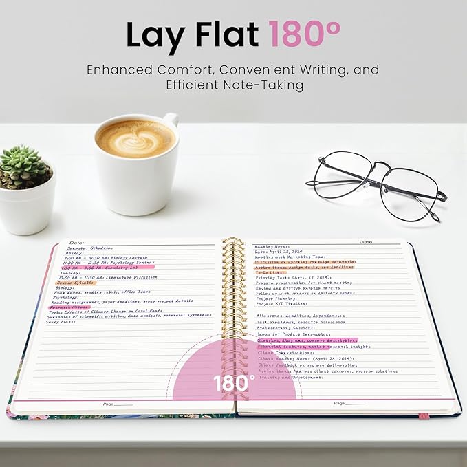 ZOTIA Lined Spiral Journal for Women, A5 Cute Hardcover College Ruled Notebook for Work, School & Note Taking, Aesthetic Writing Journal, 140 Pages (5.8" x 8.3"), Lavender Horizon