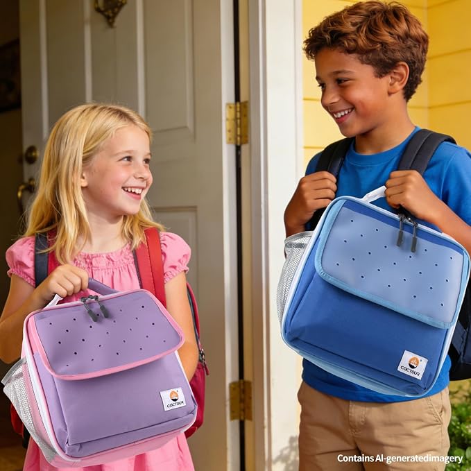CaCTOUR Lunch Box Kids,Fun Color Lunch Box for Boys,Large Soft Cooler Lunch Bag for Kids,Back to School Thermal Insulated Lunch Tote Bag for School Daycare Outdoor (Dark Blue)