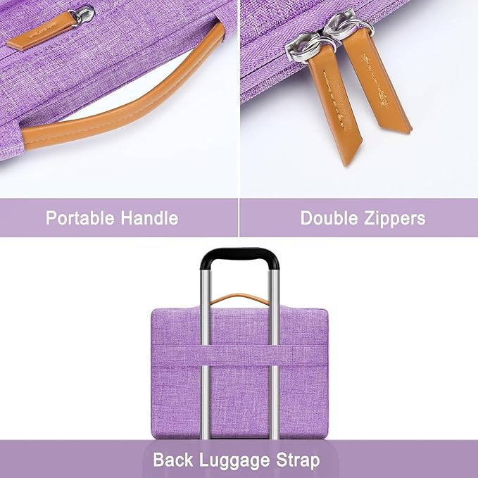 MOSISO 360 Protective Laptop Case 14 inch, 14 inch Laptop Sleeve Compatible with HP Lenovo Dell ASUS Acer, HP, Dell Latitude, Lenovo, Side Open Carrying Case with 4 Zipper Pockets&Handle, Lilac