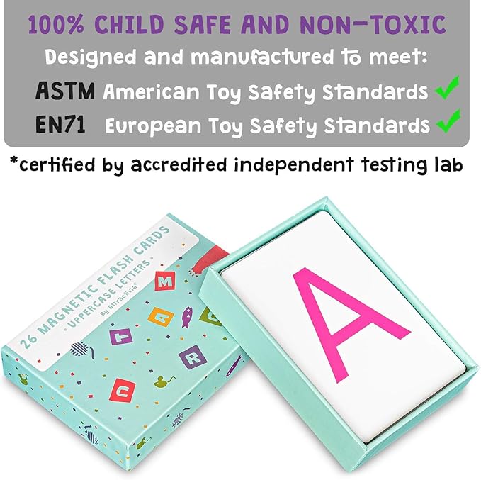 Attractivia Magnetic Big Alphabet ABC Flash Cards - 26 Sturdy Uppercase Large Letters - for Classroom Teachers, Homeschool, ESL, Toddlers 2-4 Years, Kids and Adults