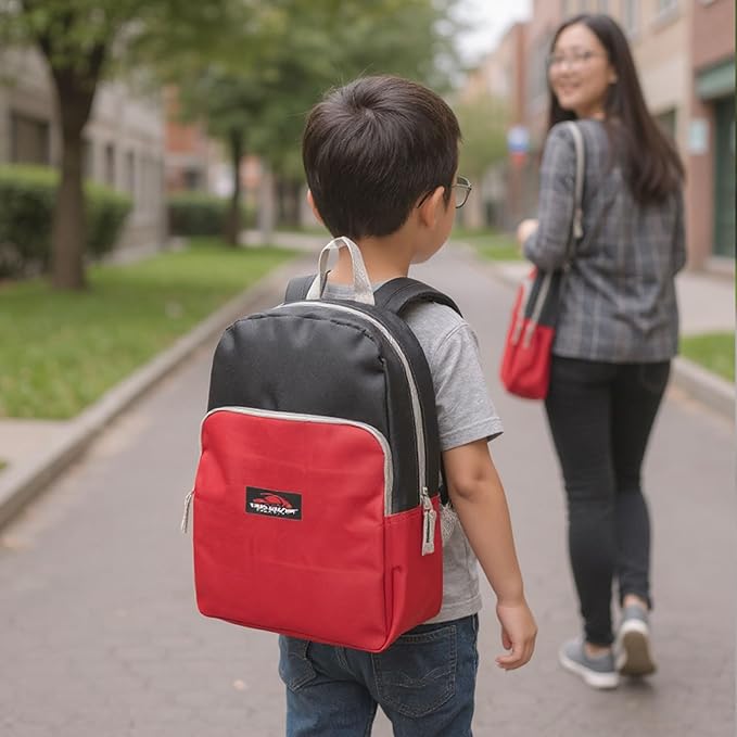 Trail maker 15 Inch Backpack for Kids, Preschool, Elementary & Middle School Students – Spacious Bookbag with Large Front Pocket, Adjustable Straps, Fits up to 13 Inch Laptop (Red)