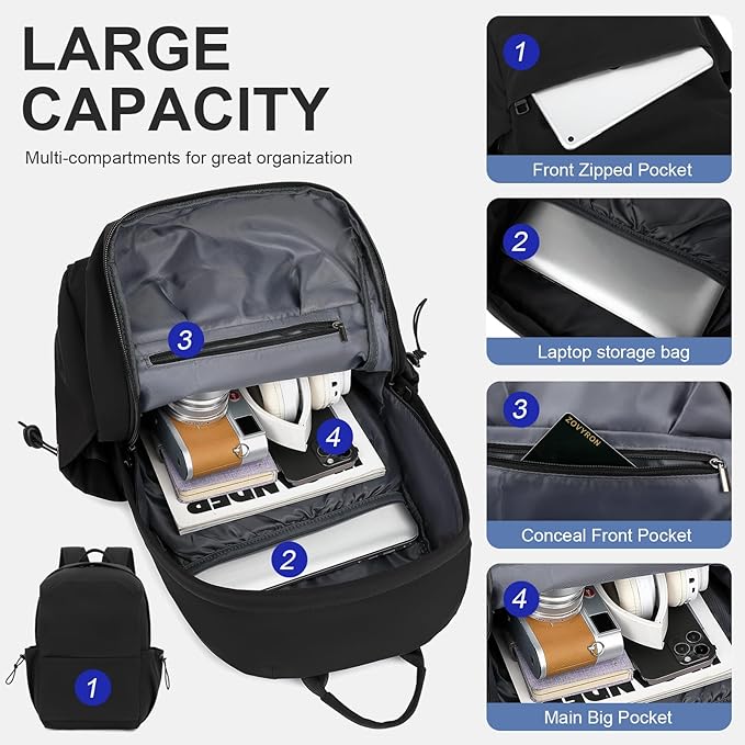 NEOREAL Laptop Backpack for Work, College, Travel, Lightweight Waterproof Daily Backpacks for Men Women, Sport Rucksack Computer Bag Fits 15.6 Inch Notebook