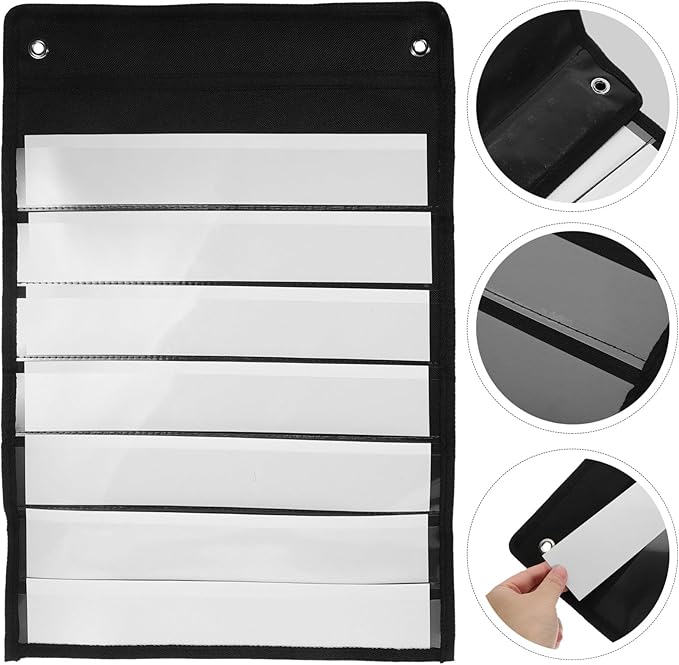 1 Pocket Chart with 10 Dry Erase Cards Classroom Pocket Chart Scheduling Pocket Chart for Daily Schedule Activities Class Demonstrations Black