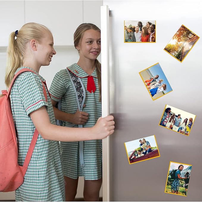 CHUNNIAO Yellow Magnetic Picture Frame 4X6 for Refrigerator 10 Pack,Photo Magnets Sleeves
