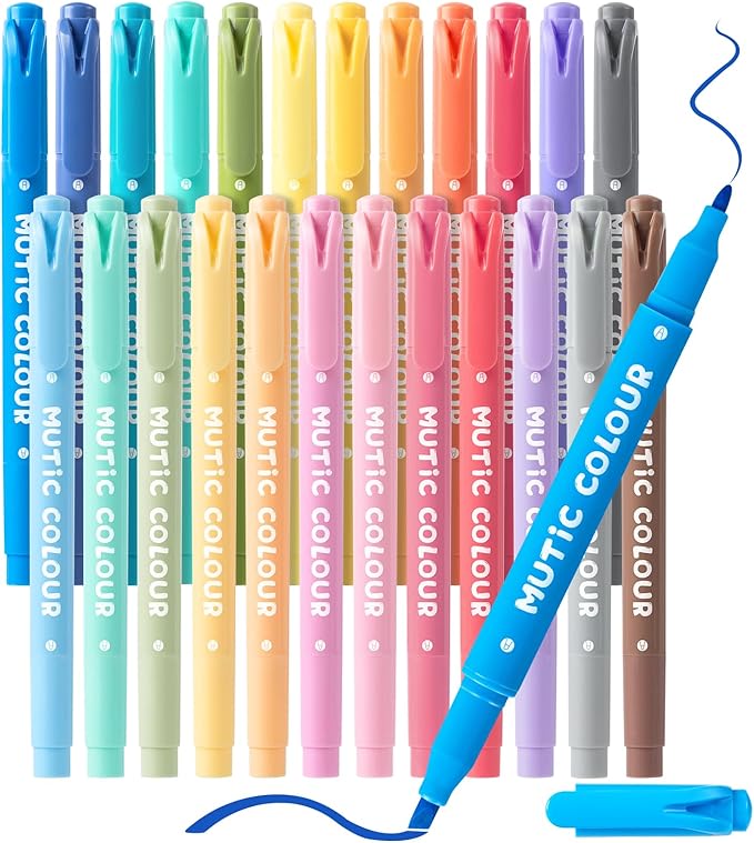 24 Pcs Pastel Highlighters, Highlighter No Bleed, Highlighters Assorted Colors, Chisel & Fine Tips Dual Tip for Bible Journaling, Note Taking, Cute Office Supplies