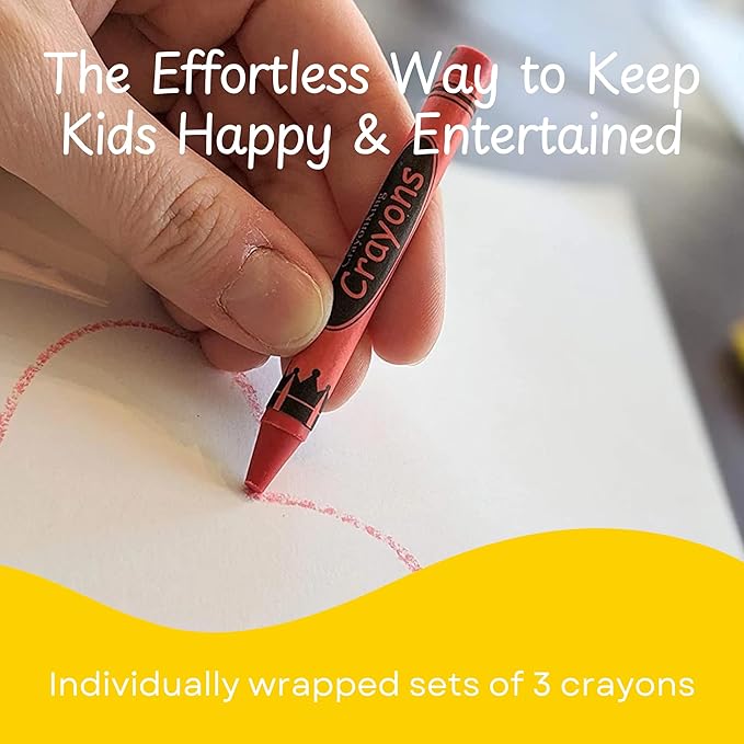 CrayonKing 100 Sets of 3-Packs in Cello (300 Bulk Crayons) – Restaurants, Classrooms, Parties & Events – Kid-Safe, Pre-Packaged, Assorted Colors Non-Toxic Crayons