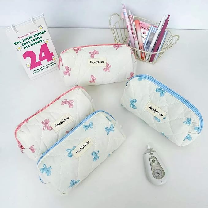 Carry bloom Pencil Pouch Cute Pencil Case for Girls Aesthetic Pencil Bag with Zipper Pen Cases School Supplies Makeup Bag (butterfly blue)