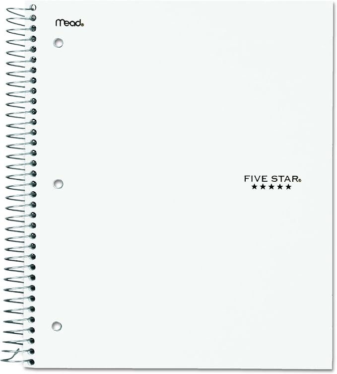 Five Star 06210 Wirebound 3-Subject Notebook, College Rule, 11 x 8 1/2, 150 Sheets, Assorted