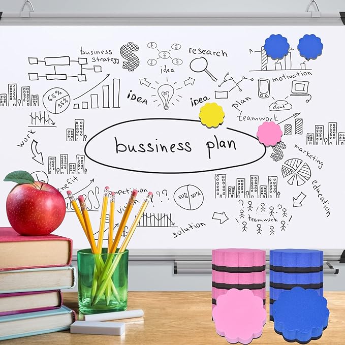 Dry Erase Erasers, 48 Pack Magnetic Whiteboard Eraser Chalkboard Cleansers Wiper for Classroom Office and Home (48flower)