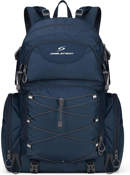 Maelstrom 40L Waterproof Hiking Backpack, Lightweight Travel Daypack | Rain Cover,Hydration-Ready, Tripod Straps, Load Compression, Survival Whistle, Perfect For Men, Women,Camping,Travel