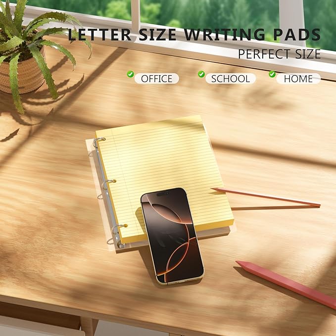 Yellow Loose Leaf Paper 100 Sheets Colored Filler Paper 8 * 10.5 College Ruled Paper 3-Hole Punched Paper for 3-Ring Binders Notebook Lined 8" x 10.5"