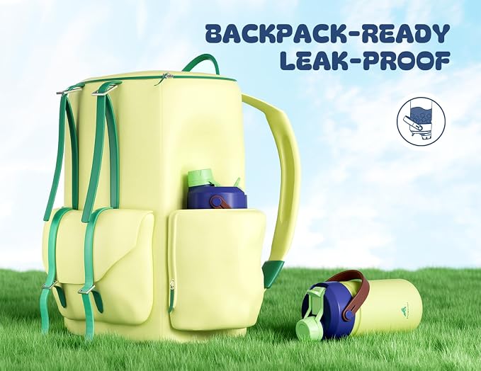 12 oz Kids Insulated Water Bottle for School: 2-in-1 Straw Spout Lid, Leakproof, BPA-Free, Keep Cold 24H, Reusable Stainless Steel Cup for Trip, Camping, Birthday Gift for Boys Girls (Infinity Beam)