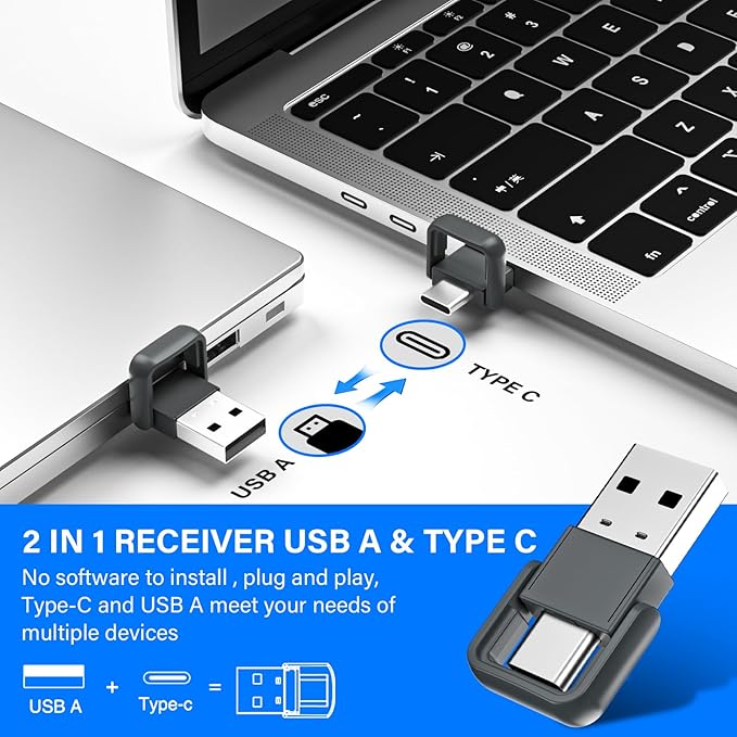 Presentation Clicker with Air Mouse - USB C Wireless Presenter Remote Clicker with Light Clicker, RF 2.4GHz PowerPoint Clicker for Presentation, Computer Clicker Slide Advancer for Mac,Laptop