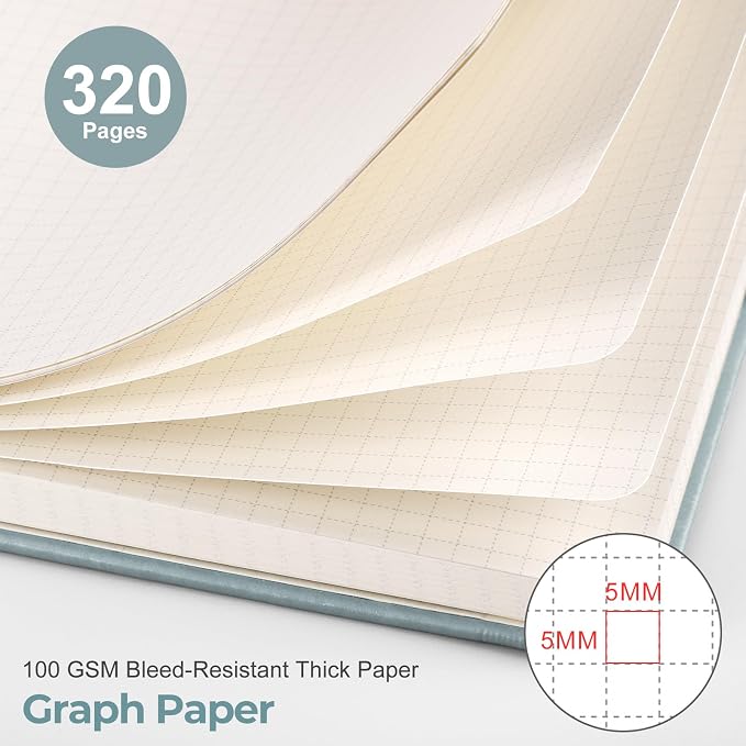 EMSHOI Graph Grid Journal Notebook, 320 Pages, A5 Size (5.7'' x 8.3'')