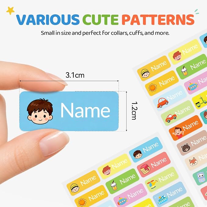Personalized Iron on Name Labels for Clothing, Custom Clothing Labels Washable for Kids, 54 Name Stickers for Clothes Tags, Personalized Name Stickers for School Uniforms, Camp, Daycare, Backpacks