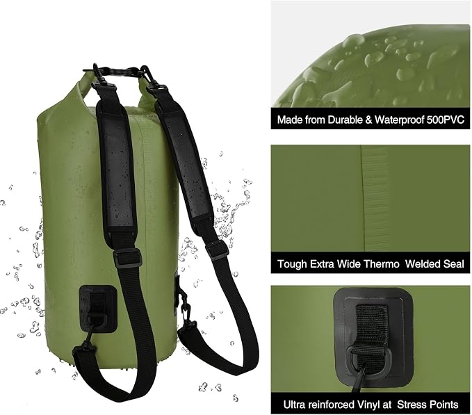 Piscifun Dry Bag, Waterproof Floating Backpack 10L/20L/30L/40L | Waterproof Phone Case, Adjustable shoulder straps, Roll-top closure keeps gear dry, Ideal for Boating, Kayaking, Fishing