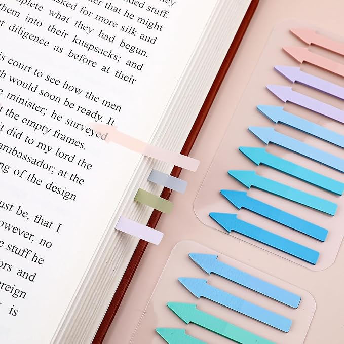 1200 Pack Arrow Sticky Notes Colored Sticky Tabs Transparent Arrow Flags Page Markers Tabs Translucent Page Markers Index Tab for Office School Annotating Books Notebooks