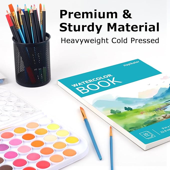 Hapikalor 18"x24" Large Watercolor Paper Pad, 1-Pack 30 Sheets 140lb/300gsm Artist Painting Large Drawing Pad, Art Supplies for Adults Kids, Watercolors, Watercolor Paint Set, Sketchbook, Teal