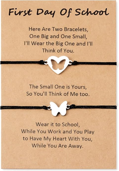 Back to School Gifts Mommy and Me Bracelet First Day of School Matching Wish Bracelets Set for Mother Daughter Son Women Teen Girls Boys Jewelry Gift