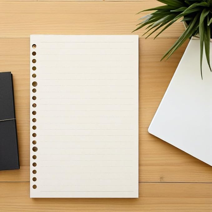 TIDTALEO Loose Leaf Paper Refills A5 Lined Notebook Paper 60 Sheets Reinforced 20-hole Binder Inserts for Travel Journals and Refillable Planners