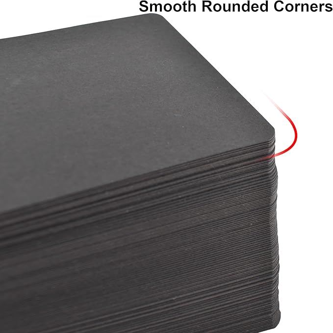 VANRA 300PCS Blank Index Cards 3x5 inches Note Cards Thick 110lb Cardstock Flash Cards, Unruled Study Cards for School Learning, Office (Black, 300/Pack)