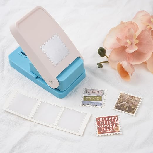 2 Pcs Stamp Punch, 1 inch Square Stamp Punches & 1.5 Large Squares Postage Stamps Punches, Square Puncher, Stamps Cutter, Stamphole Puncher, 1 inch Squares Punch for Paper Crafts DIY Scrapbooking