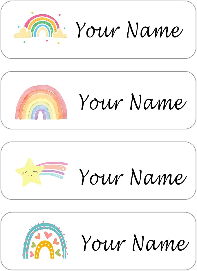 Custom Waterproof Dishwasher Safe Kid Name Labels for Daycare(128 Pack), Camp, School Supply, Baby Bottles, Lunch Boxes and Cups, Travel. Cute Personalized Design Name Stickers (Pattern 7)