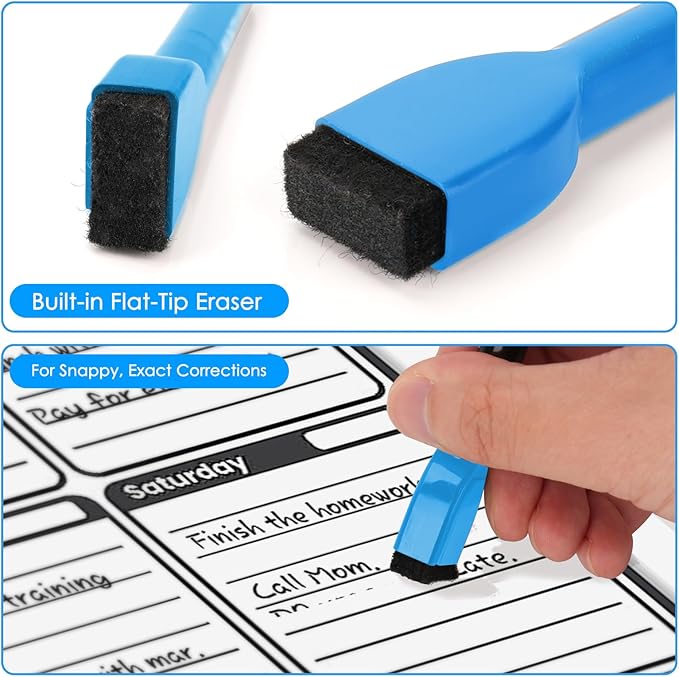 maxtek Dry Erase Markers - 6 Count Colorful Magnetic Dry Erase Markers Fine Tip with Eraser, Low Odor Whiteboard Markers for Calendar Boards
