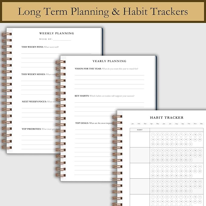 Undated Daily Planner - Time Blocking Planner & ADHD Planner. To Do List, Hourly Schedule, Daily and Monthly Agenda. Time Management & Productivity Planner. Spiral Hardcover Notebook. A4.