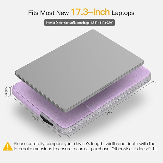 17 inch Laptop Sleeve Case for HP 17.3 Laptop, Pavilion 17, Envy 17, OmniBook 7, ASUS Vivobook 17, Dell Inspiron 17, Lenovo IdeaPad 17.3, 17.3 in Computer Carrying Bag(Purple)