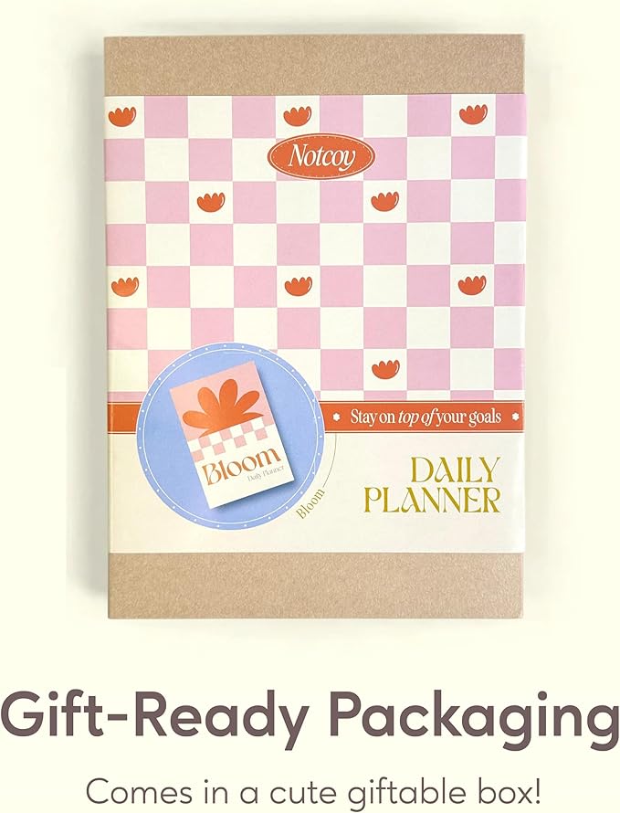 Notcoy Undated Daily Planner and Notebook, Aesthetic Hardcover Productivity Planner with To-Do List, Habit Tracker, Weekly & Monthly Views - Bloom