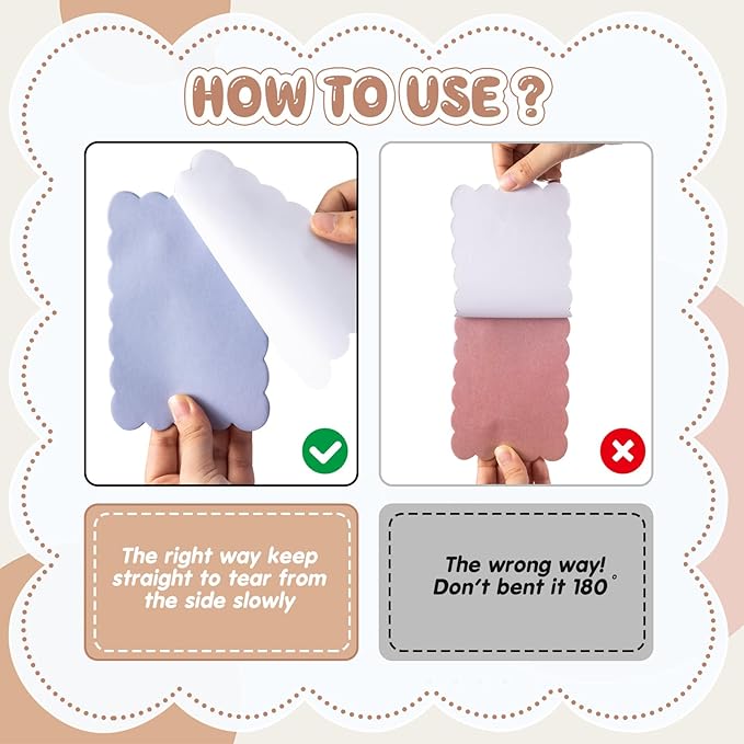 Eaasty 8 Pack Scalloped Aesthetic Sticky Notes Bulk Morandi Colors Cute Wavy Self Sticky Note Pads 4" x 6" Blank Note Pads for Back to School Office Supplies 240 Sheets