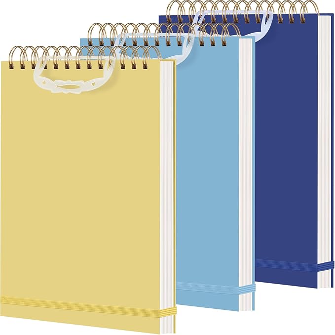 Resurhang 3 Pack Top Spiral Notebook 7"x10" Hardcover Steno Pads 240 Pages(120 Sheet) college Ruled Waterproof Cover Notepad Left hand Notebooks for Work School Office (Yellow, Light Blue, Dark Blue)