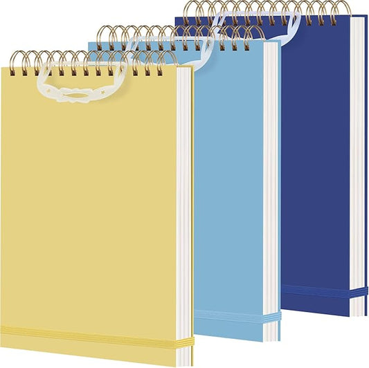 Resurhang 3 Pack Top Spiral Notebook 7"x10" Hardcover Steno Pads 240 Pages(120 Sheet) college Ruled Waterproof Cover Notepad Left hand Notebooks for Work School Office (Yellow, Light Blue, Dark Blue)