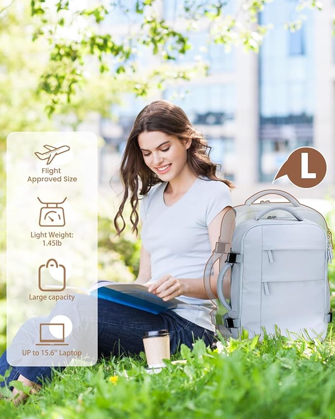 Pritent Travel Backpack for Women Man, Waterproof Personal Item Travel Bag Airline Approved Laptop Backpack Bookbag Weekender bags for Business,Travel, Work Fits 15.6 inch Laptop(Medium,Blue)