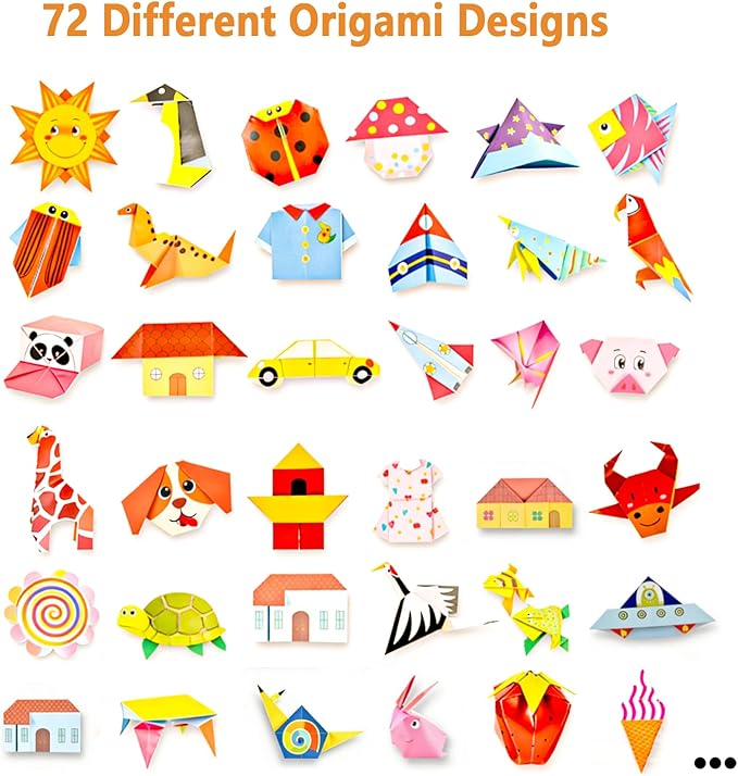 Origami Paper Kit for Kids Ages 5-8 8-12, 152 Sheets with 72 Patterns Guiding Book, DIY Art and Crafts Supplies, Colorful Folding Papers Set Projects Gifts Activity for Boy Girl Toys